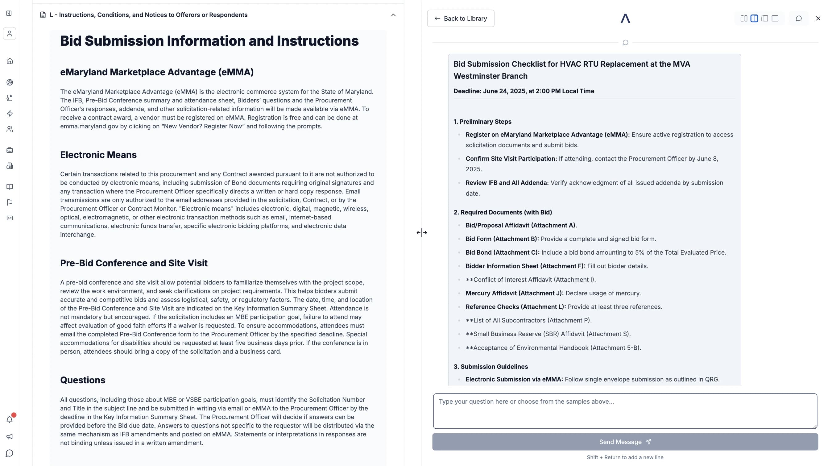 CLEATUS provides a bid submission checklist to ensure accurate and compliant submissions.