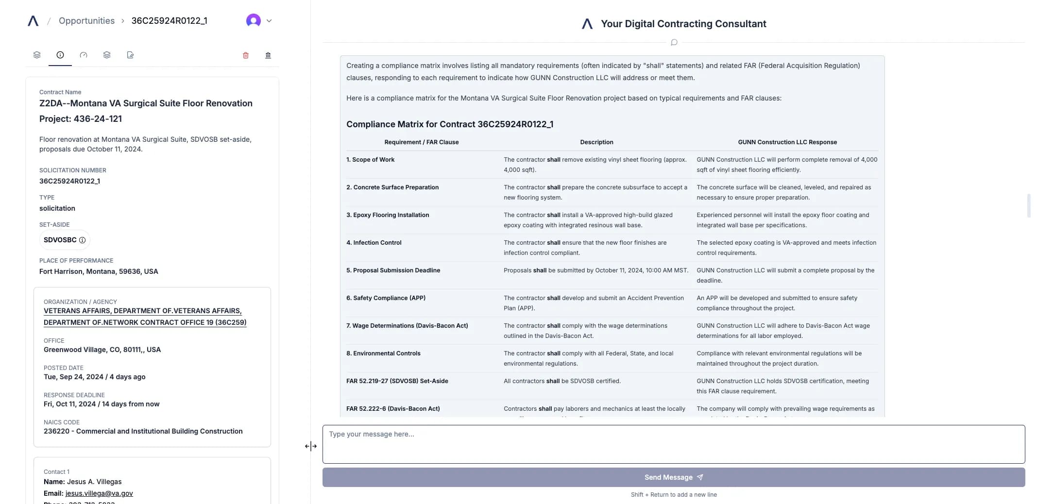 CLEATUS offers a compliance matrix to evaluate your company's fit for specific contracts