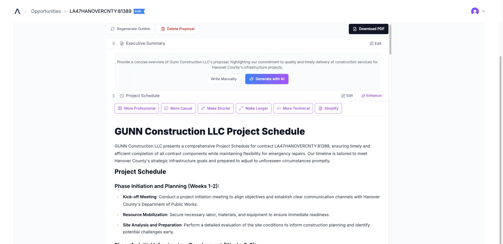 CLEATUS creates tailored, compliant proposals for federal, state, and local government contracts, allowing your business to focus on strategy.