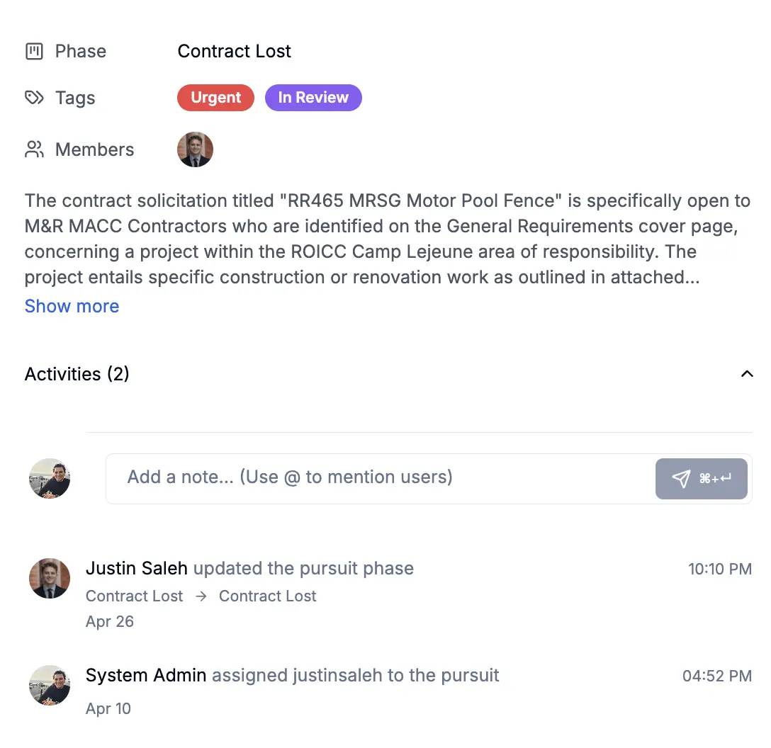 CLEATUS team collaboration tools showing mentions, tasks, and activity logs