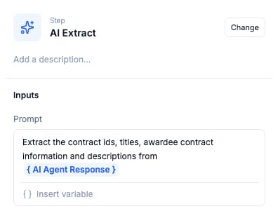 CLEATUS AI extracting awardee details from contract award for lead generation