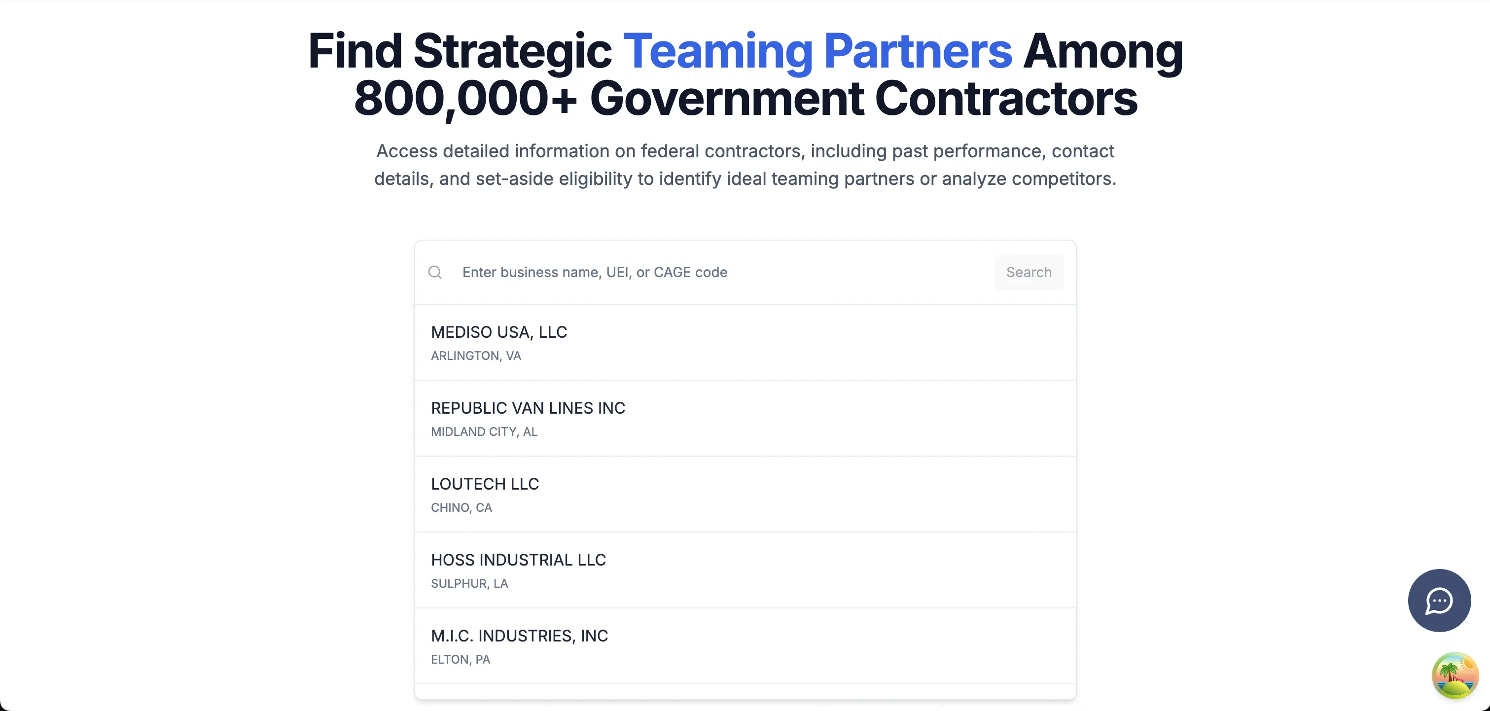 Government Contractor Search Tool