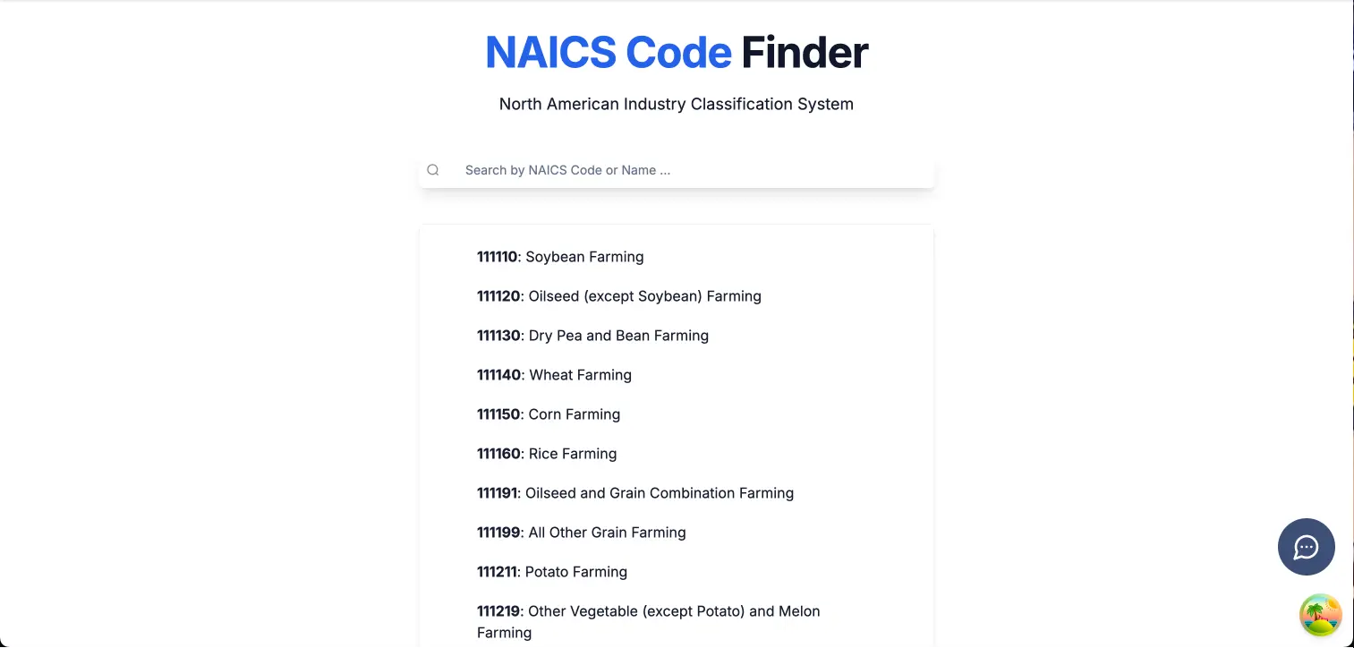  NAICS Code Lookup Tool