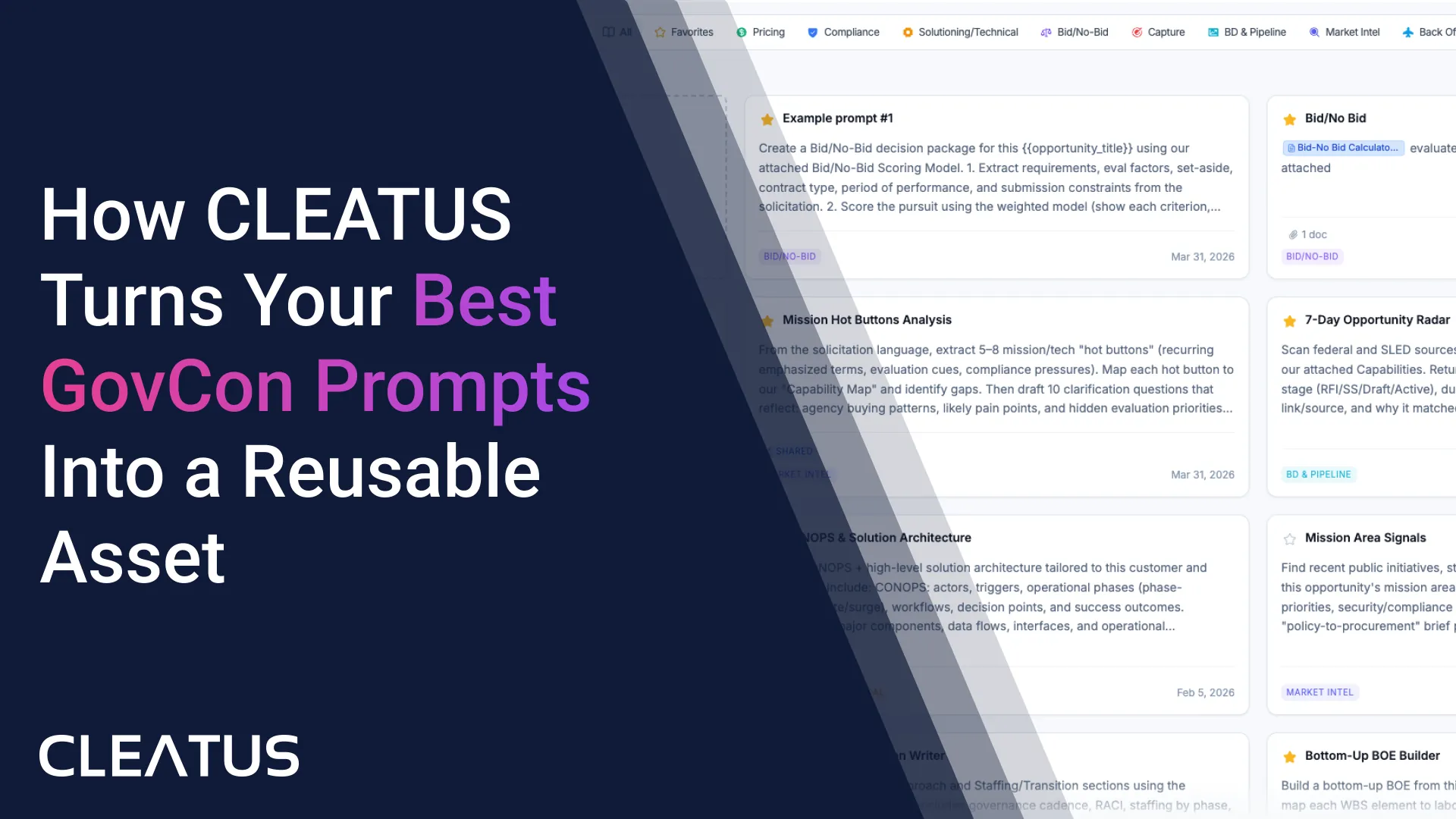 The Prompt Library: How CLEATUS Turns Your Best GovCon Prompts Into a Reusable Team Asset