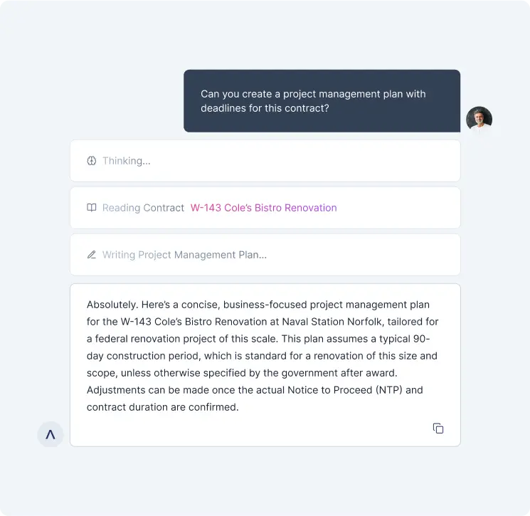 CLEATUS AI assistant providing instant answers on government contract requirements