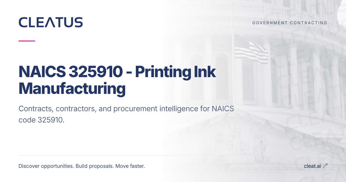 NAICS 325910 - Printing Ink Manufacturing | CLEATUS