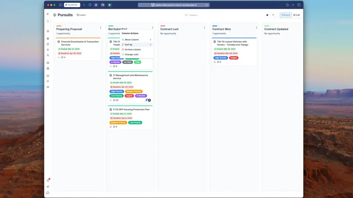 New in Pursuits: Sort Individual Columns