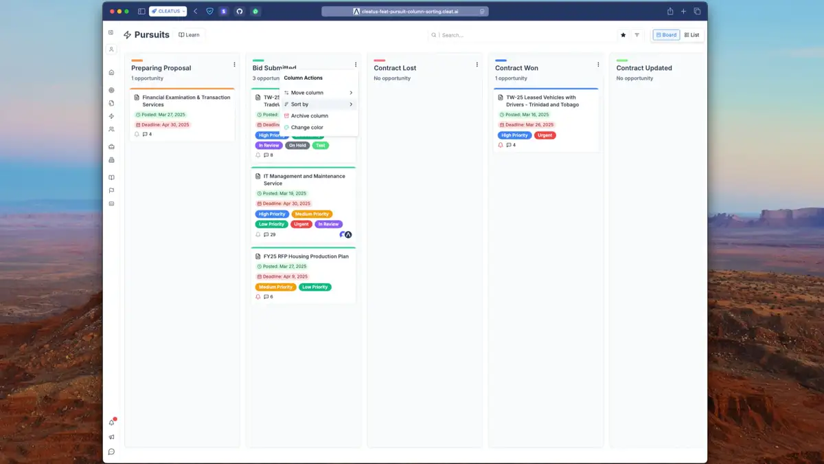 New in Pursuits: Sort Individual Columns