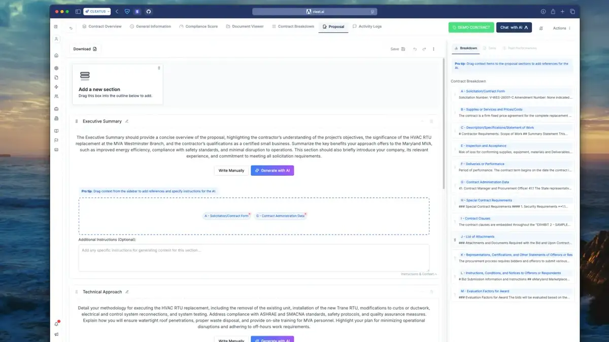 Proposal Writer Upgrade: Add Context from Docs, Past Performance & Contract Breakdown