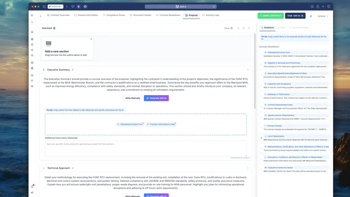 Proposal Writer Upgrade: Add Context from Docs, Past Performance & Contract Breakdown
