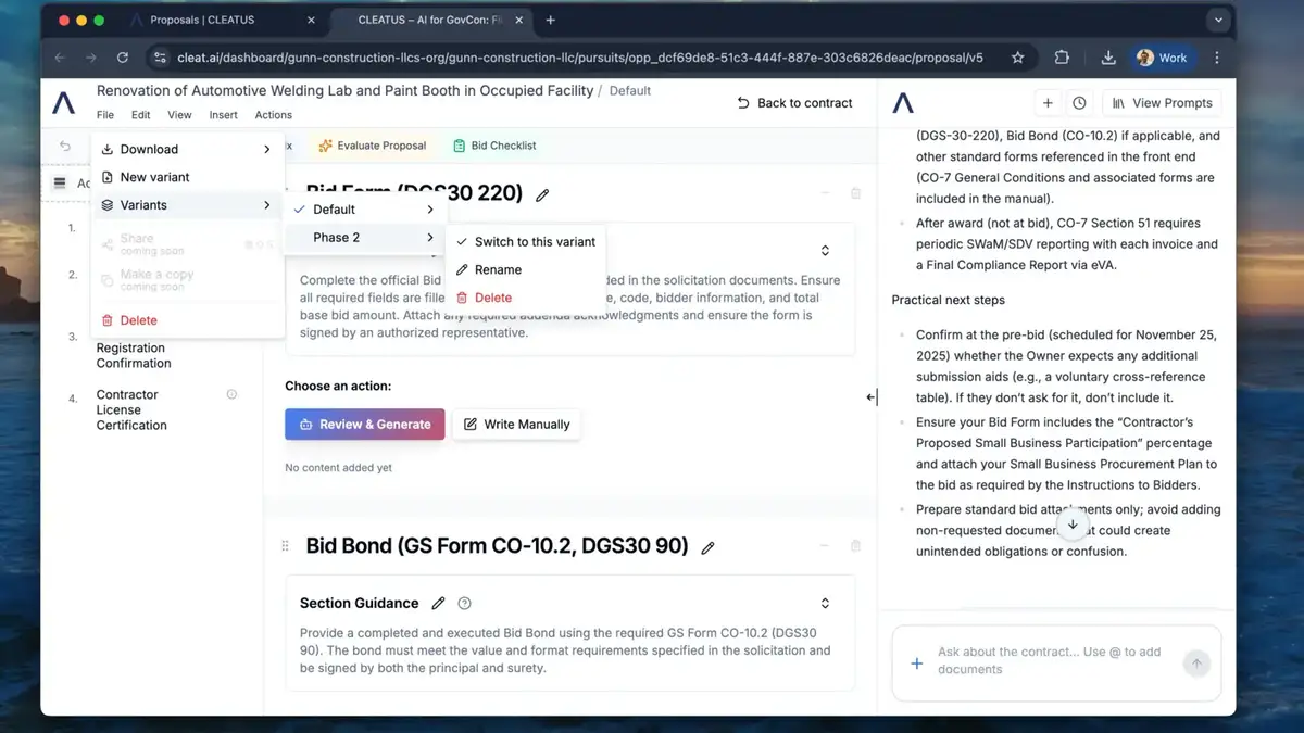 Manage Multiple Proposal Versions with Variants