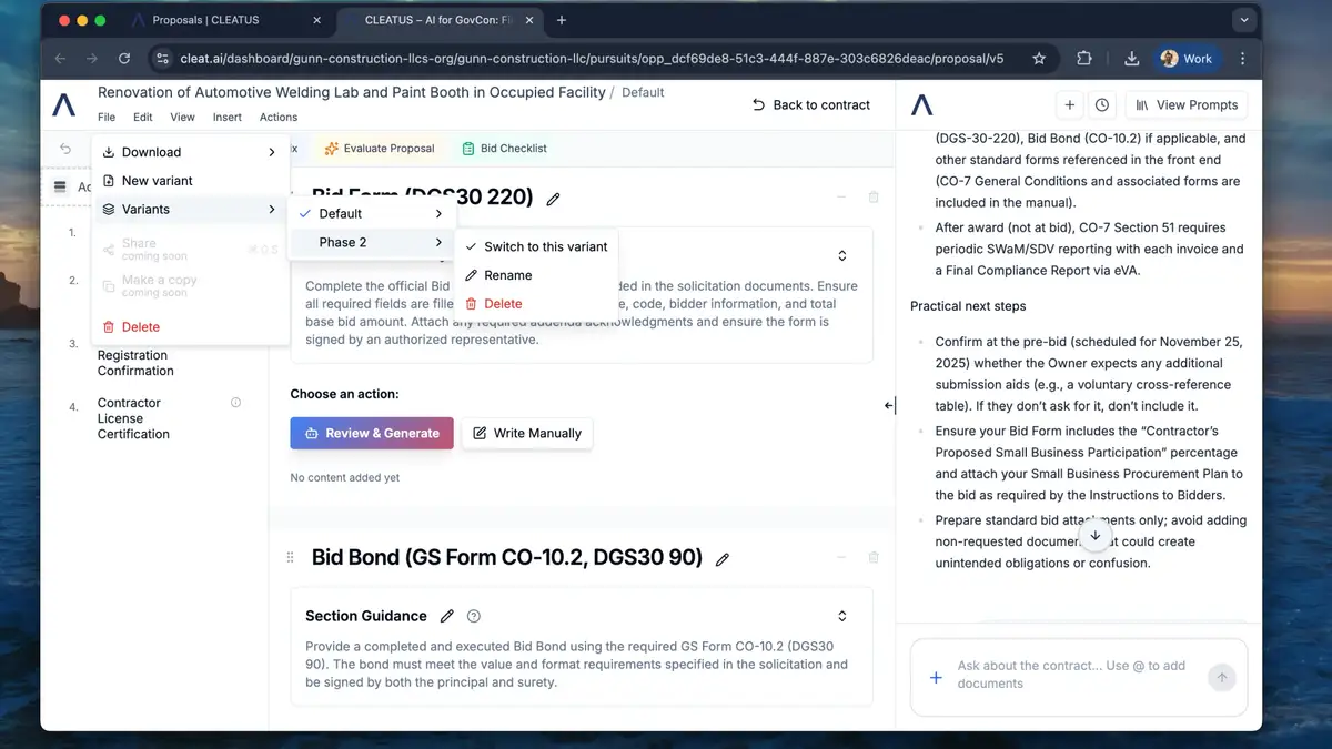 Manage Multiple Proposal Versions with Variants