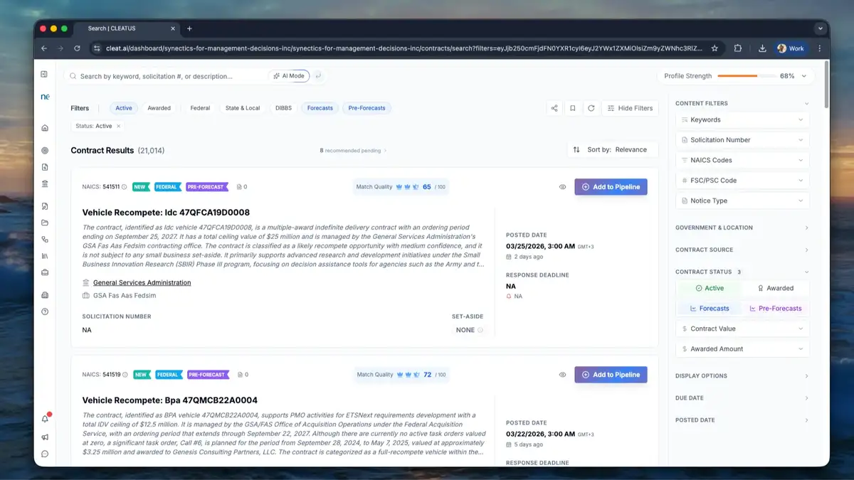 Find GovCon Recompete Opportunities Early with Forecasts & Pre-Forecasts 🔮