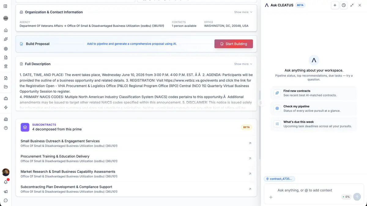 New: Subcontracts β Big Contracts Broken Into Teaming Opportunities π€