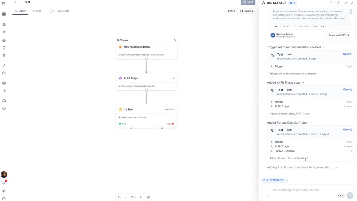 Build new workflows right from the home chat π