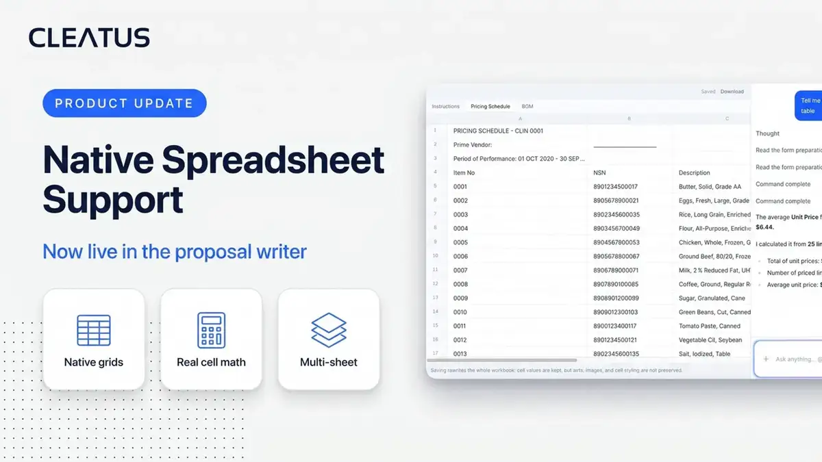 Bring your spreadsheets right into the proposal writer π