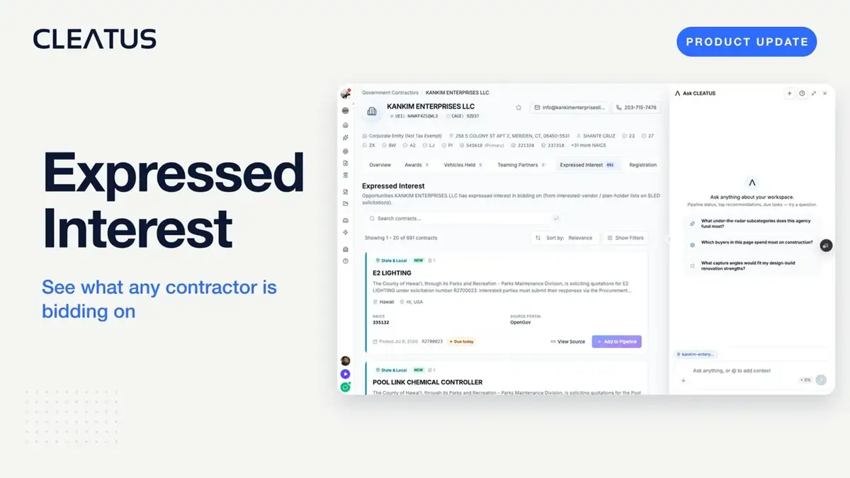 See what any contractor is bidding on with Expressed Interest 🔎