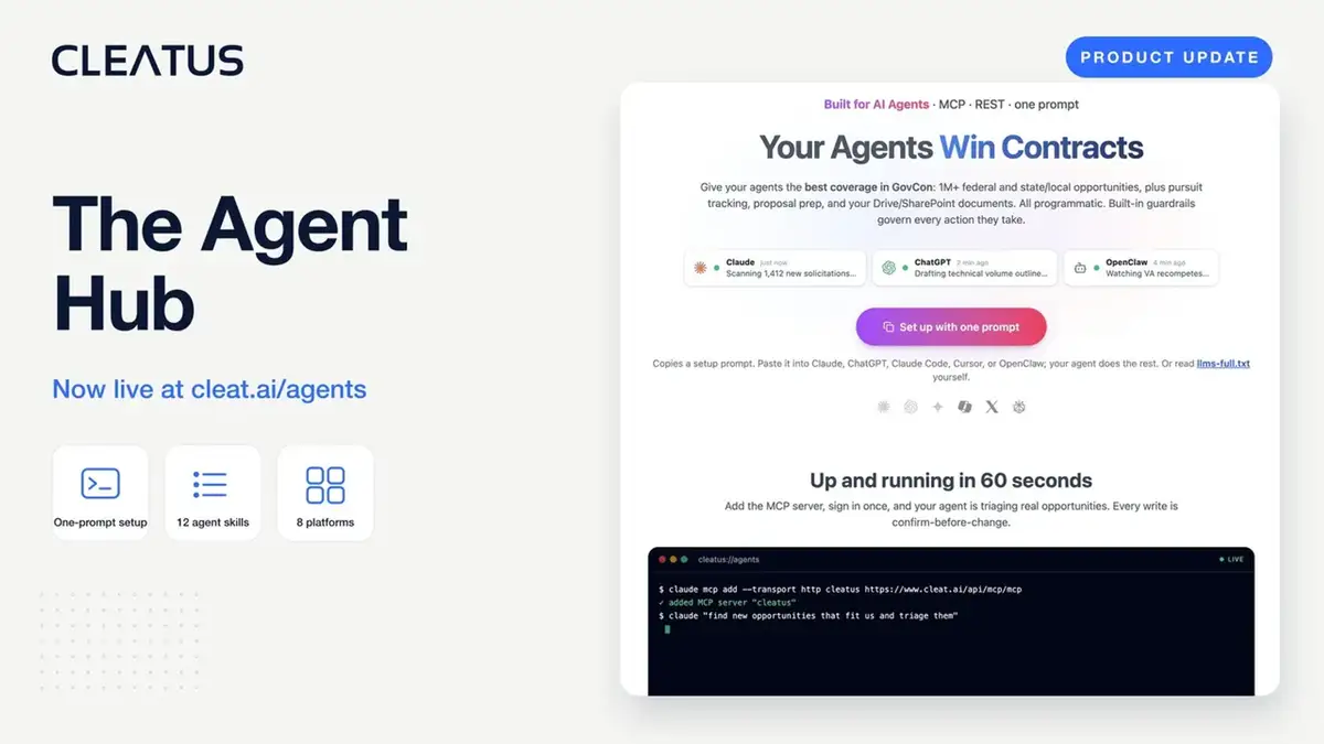 Put your AI agents to work on GovCon with the Agent Hub π€