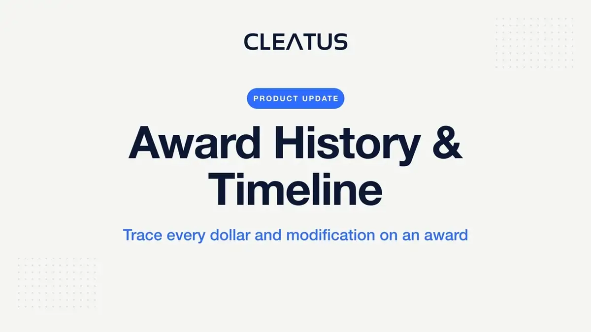 Trace every dollar and modification on any award with Award History & Timeline π