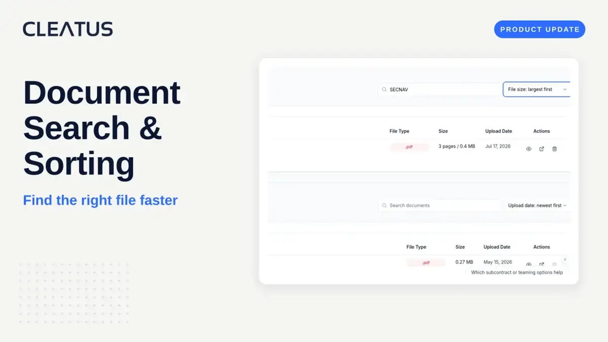 Find the right pursuit document faster with search and sorting π