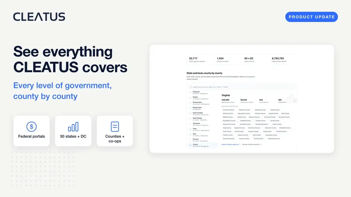 See everything CLEATUS covers, county by county πΊοΈ