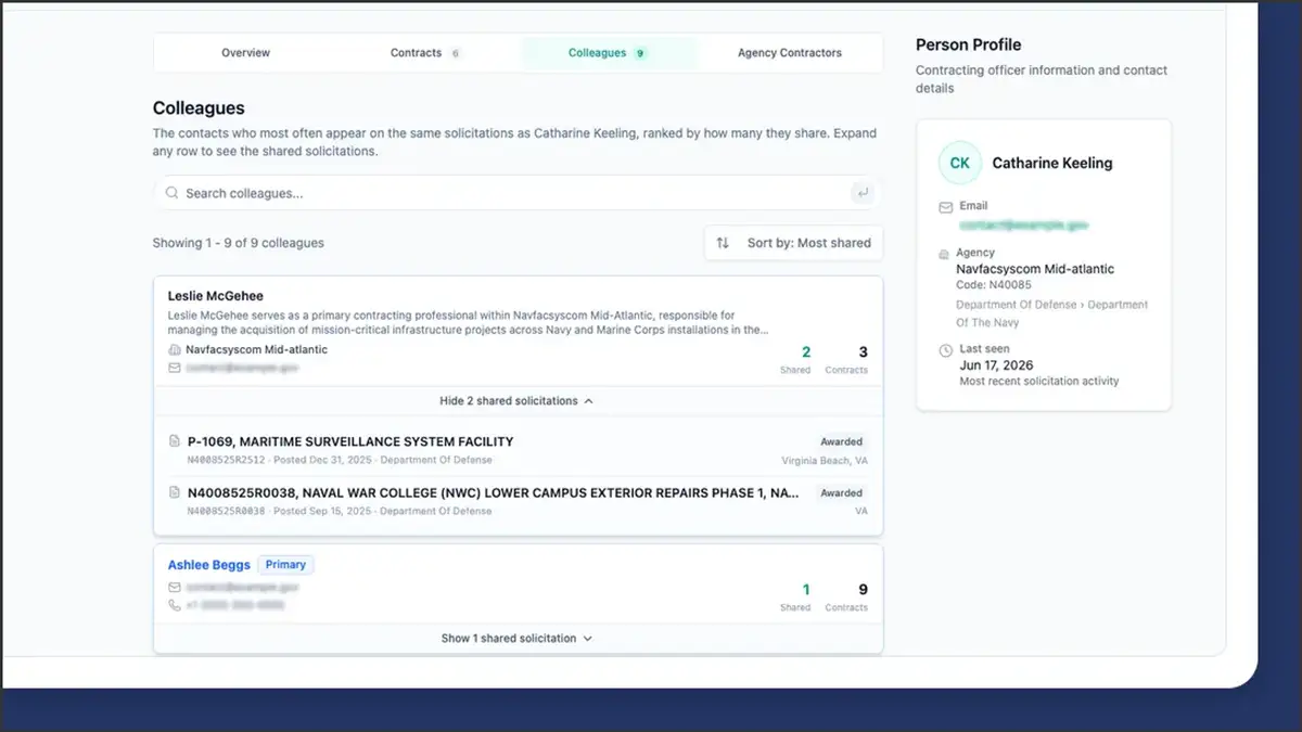 See who a contracting officer works with π€