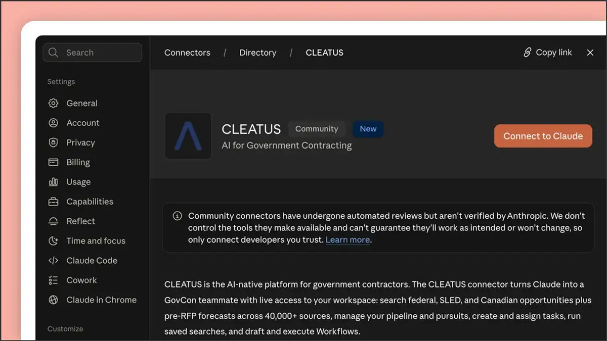 CLEATUS is now in Claude's connector directory π§