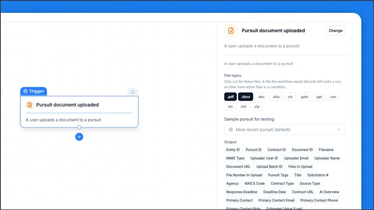 Start workflows when your team uploads a pursuit file π