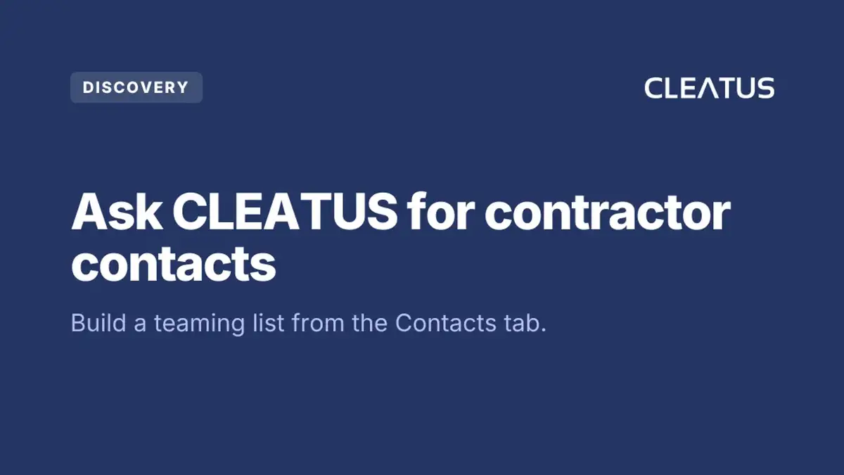 Find the right contractor contacts with Ask CLEATUS π€