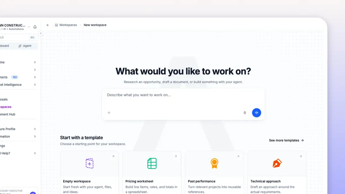 Start a workspace by describing the work you need 🚀